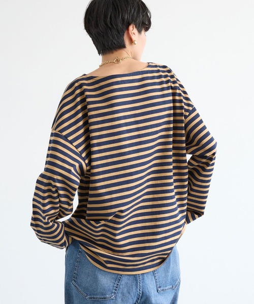 BARNYARDSTORM（バンヤードストーム）の「BARNYARDSTORM / ルーズシルエットボーダープルオーバー / マシンウォッシャブル（Tシャツ/カットソー・レディース・ベージュ/レッド・FREE）」の10枚目の写真