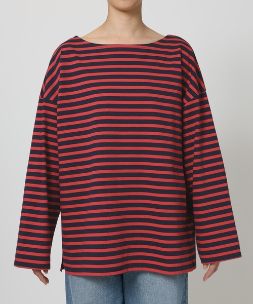 BARNYARDSTORM（バンヤードストーム）の「BARNYARDSTORM / ルーズシルエットボーダープルオーバー / マシンウォッシャブル（Tシャツ/カットソー・レディース・ベージュ/レッド・FREE）」の13枚目の写真