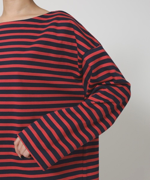 BARNYARDSTORM（バンヤードストーム）の「BARNYARDSTORM / ルーズシルエットボーダープルオーバー / マシンウォッシャブル（Tシャツ/カットソー・レディース・ベージュ/レッド・FREE）」の17枚目の写真