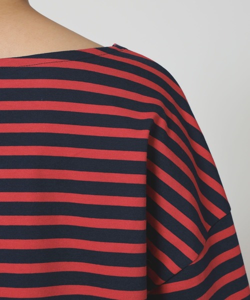 BARNYARDSTORM（バンヤードストーム）の「BARNYARDSTORM / ルーズシルエットボーダープルオーバー / マシンウォッシャブル（Tシャツ/カットソー・レディース・ベージュ/レッド・FREE）」の21枚目の写真