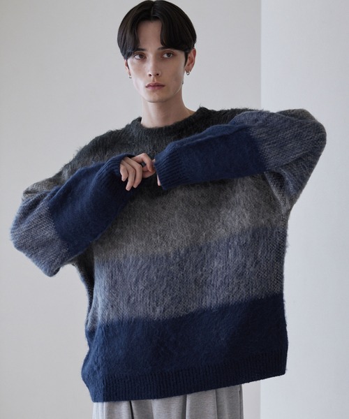 LUENNA（ルエナ）の「【LUENNA】Basic Shaggy Knit Sweater / ベーシック シャギーニットセーター（ニット/セーター・メンズ・グレー/ダークブラウン/ブルーグリーン/ブラック/ブラック系1/ネイビー系1・L/M/S）」の6枚目の写真
