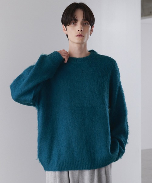 LUENNA（ルエナ）の「【LUENNA】Basic Shaggy Knit Sweater / ベーシック シャギーニットセーター（ニット/セーター・メンズ・グレー/ダークブラウン/ブルーグリーン/ブラック/ブラック系1/ネイビー系1・L/M/S）」の5枚目の写真