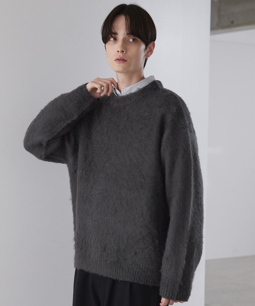 LUENNA（ルエナ）の「【LUENNA】Basic Shaggy Knit Sweater / ベーシック シャギーニットセーター（ニット/セーター・メンズ・グレー/ダークブラウン/ブルーグリーン/ブラック/ブラック系1/ネイビー系1・L/M/S）」の22枚目の写真