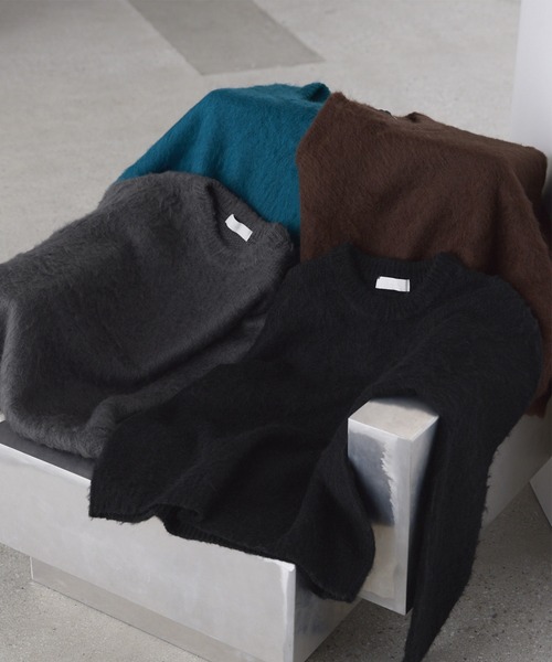 LUENNA（ルエナ）の「【LUENNA】Basic Shaggy Knit Sweater / ベーシック シャギーニットセーター（ニット/セーター・メンズ・グレー/ダークブラウン/ブルーグリーン/ブラック/ブラック系1/ネイビー系1・L/M/S）」の22枚目の写真