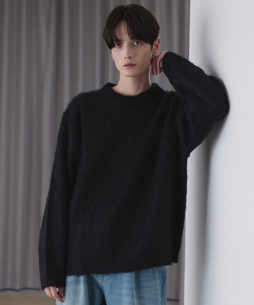 LUENNA（ルエナ）の「【LUENNA】Basic Shaggy Knit Sweater / ベーシック シャギーニットセーター（ニット/セーター・メンズ・グレー/ダークブラウン/ブルーグリーン/ブラック/ブラック系1/ネイビー系1・L/M/S）」の7枚目の写真