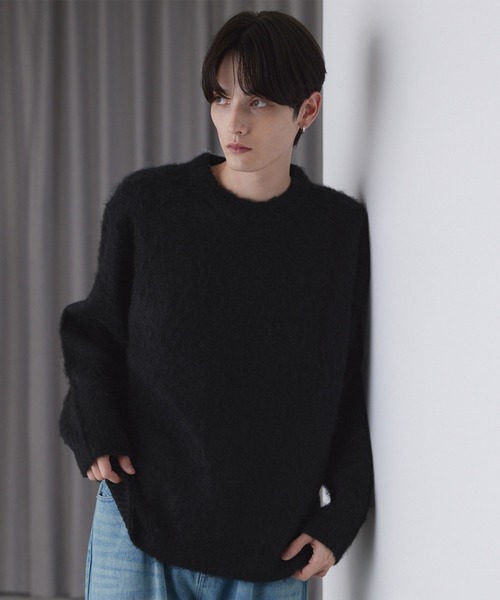 LUENNA（ルエナ）の「【LUENNA】Basic Shaggy Knit Sweater / ベーシック シャギーニットセーター（ニット/セーター・メンズ・グレー/ダークブラウン/ブルーグリーン/ブラック/ブラック系1/ネイビー系1・L/M/S）」の8枚目の写真