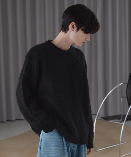 LUENNA（ルエナ）の「【LUENNA】Basic Shaggy Knit Sweater / ベーシック シャギーニットセーター（ニット/セーター・メンズ・グレー/ダークブラウン/ブルーグリーン/ブラック/ブラック系1/ネイビー系1・L/M/S）」の10枚目の写真