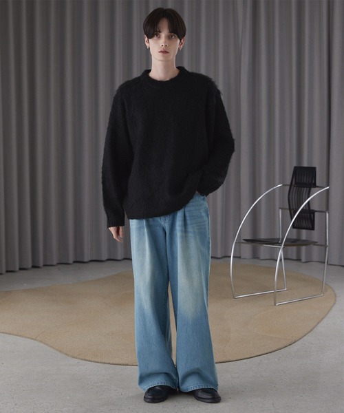 LUENNA（ルエナ）の「【LUENNA】Basic Shaggy Knit Sweater / ベーシック シャギーニットセーター（ニット/セーター・メンズ・グレー/ダークブラウン/ブルーグリーン/ブラック/ブラック系1/ネイビー系1・L/M/S）」の11枚目の写真