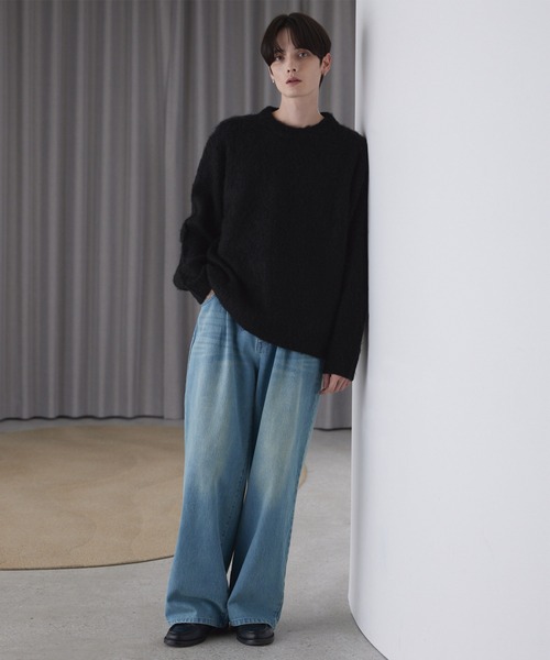 LUENNA（ルエナ）の「【LUENNA】Basic Shaggy Knit Sweater / ベーシック シャギーニットセーター（ニット/セーター・メンズ・グレー/ダークブラウン/ブルーグリーン/ブラック/ブラック系1/ネイビー系1・L/M/S）」の12枚目の写真