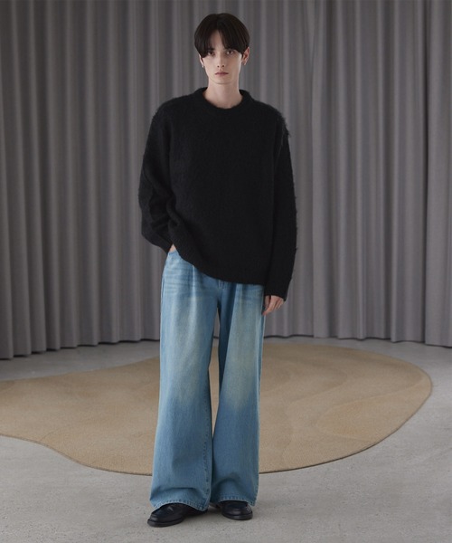 LUENNA（ルエナ）の「【LUENNA】Basic Shaggy Knit Sweater / ベーシック シャギーニットセーター（ニット/セーター・メンズ・グレー/ダークブラウン/ブルーグリーン/ブラック/ブラック系1/ネイビー系1・L/M/S）」の13枚目の写真