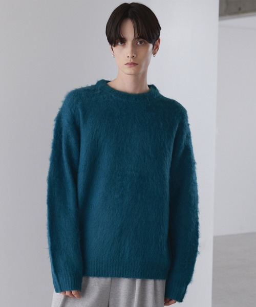 LUENNA（ルエナ）の「【LUENNA】Basic Shaggy Knit Sweater / ベーシック シャギーニットセーター（ニット/セーター・メンズ・グレー/ダークブラウン/ブルーグリーン/ブラック/ブラック系1/ネイビー系1・L/M/S）」の15枚目の写真