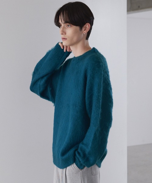 LUENNA（ルエナ）の「【LUENNA】Basic Shaggy Knit Sweater / ベーシック シャギーニットセーター（ニット/セーター・メンズ・グレー/ダークブラウン/ブルーグリーン/ブラック/ブラック系1/ネイビー系1・L/M/S）」の16枚目の写真