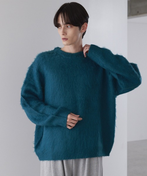 LUENNA（ルエナ）の「【LUENNA】Basic Shaggy Knit Sweater / ベーシック シャギーニットセーター（ニット/セーター・メンズ・グレー/ダークブラウン/ブルーグリーン/ブラック/ブラック系1/ネイビー系1・L/M/S）」の17枚目の写真