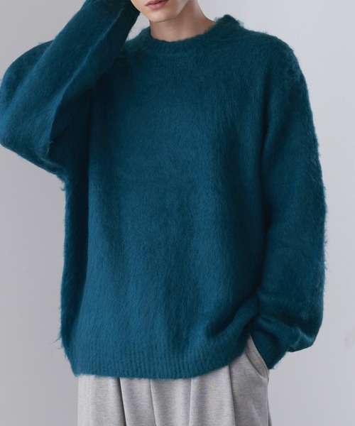 LUENNA（ルエナ）の「【LUENNA】Basic Shaggy Knit Sweater / ベーシック シャギーニットセーター（ニット/セーター・メンズ・グレー/ダークブラウン/ブルーグリーン/ブラック/ブラック系1/ネイビー系1・L/M/S）」の18枚目の写真