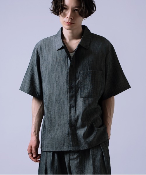 Crownor（クラウノアー）の「リネンタッチ ルーズシャツ（シャツ/ブラウス・メンズ・ブラック系/ブラック/ブルーグレー・LARGE/MEDIUM/SMALL）」の2枚目の写真