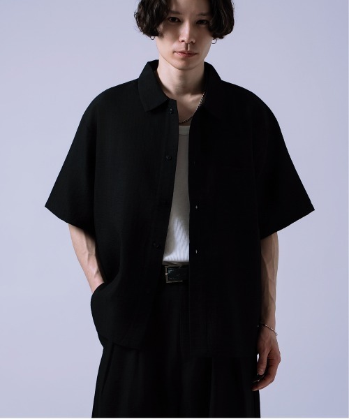 Crownor（クラウノアー）の「リネンタッチ ルーズシャツ（シャツ/ブラウス・メンズ・ブラック系/ブラック/ブルーグレー・LARGE/MEDIUM/SMALL）」の4枚目の写真