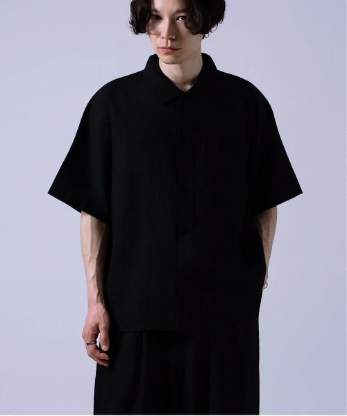 Crownor（クラウノアー）の「リネンタッチ ルーズシャツ（シャツ/ブラウス・メンズ・ブラック系/ブラック/ブルーグレー・LARGE/MEDIUM/SMALL）」の7枚目の写真