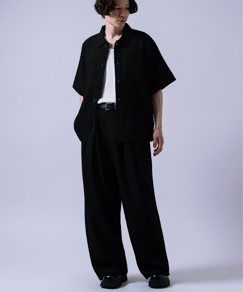 Crownor（クラウノアー）の「リネンタッチ ルーズシャツ（シャツ/ブラウス・メンズ・ブラック系/ブラック/ブルーグレー・LARGE/MEDIUM/SMALL）」の8枚目の写真