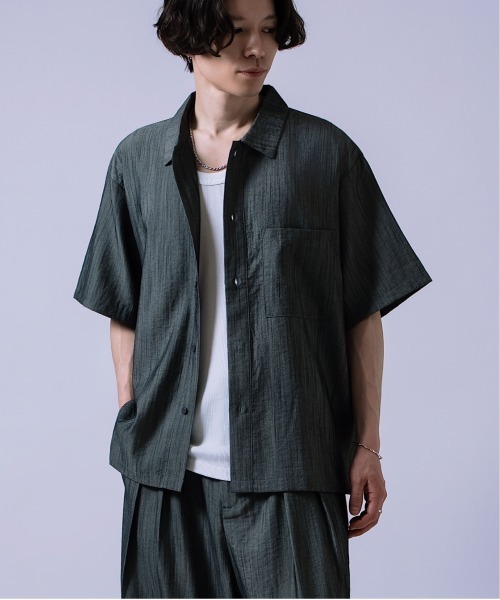 Crownor（クラウノアー）の「リネンタッチ ルーズシャツ（シャツ/ブラウス・メンズ・ブラック系/ブラック/ブルーグレー・LARGE/MEDIUM/SMALL）」の13枚目の写真