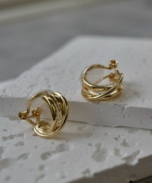 【LA MUE】クロスフープメタルイヤリング