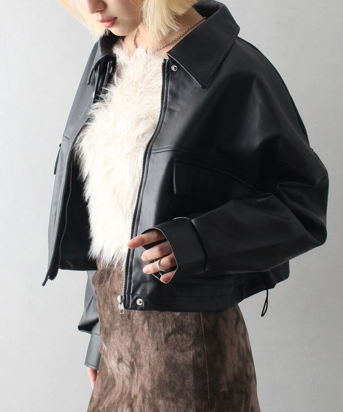 SpRay（スプレイ）の「ヴィンテージレザーショートブルゾン（ブルゾン・レディース・ブラウン/ブラック・FREE）」の13枚目の写真