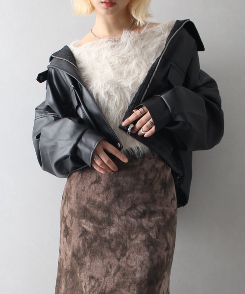 SpRay（スプレイ）の「ヴィンテージレザーショートブルゾン（ブルゾン・レディース・ブラウン/ブラック・FREE）」の17枚目の写真