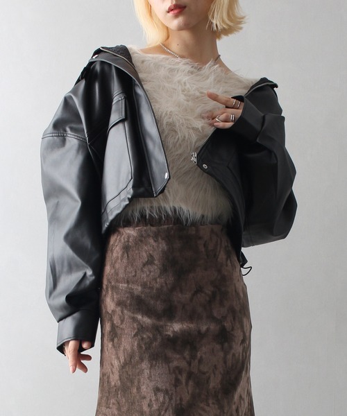 SpRay（スプレイ）の「ヴィンテージレザーショートブルゾン（ブルゾン・レディース・ブラウン/ブラック・FREE）」の18枚目の写真