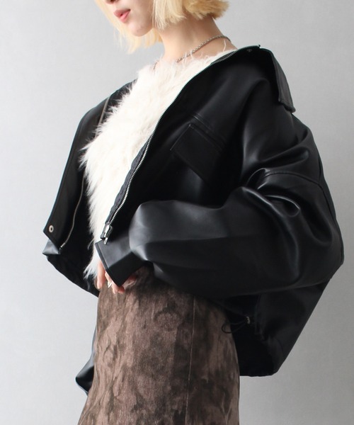 SpRay（スプレイ）の「ヴィンテージレザーショートブルゾン（ブルゾン・レディース・ブラウン/ブラック・FREE）」の19枚目の写真