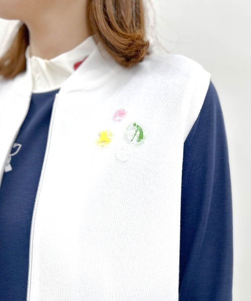 Picone CLUB(ピッコーネクラブ)の「【オンラインストア・店舗限定商品】コットン混パイルジップベスト(ベスト・レディース・ネイビー/ホワイト・S/M)」の9枚目の写真