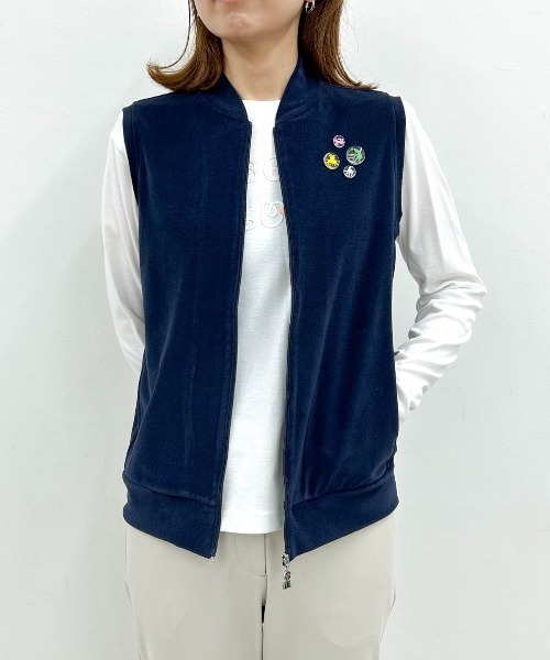 Picone CLUB(ピッコーネクラブ)の「【オンラインストア・店舗限定商品】コットン混パイルジップベスト(ベスト・レディース・ネイビー/ホワイト・S/M)」の14枚目の写真