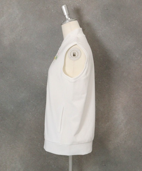 Picone CLUB(ピッコーネクラブ)の「【オンラインストア・店舗限定商品】コットン混パイルジップベスト(ベスト・レディース・ネイビー/ホワイト・S/M)」の5枚目の写真