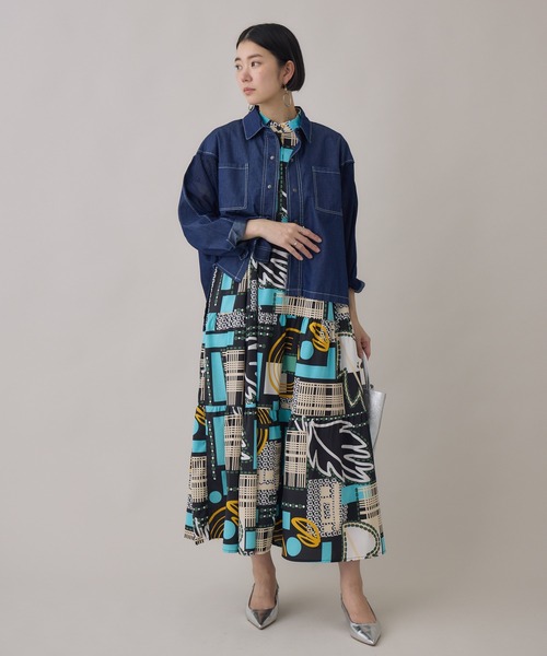 Paradise Picnic（パラダイスピクニック）の「デニム×シアー切替ビッグシャツ（シャツ/ブラウス・レディース・ブラック/ネイビー・FREE）」の16枚目の写真