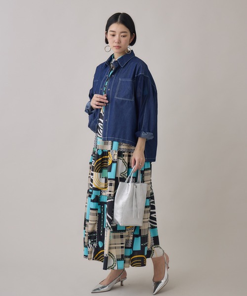 Paradise Picnic（パラダイスピクニック）の「デニム×シアー切替ビッグシャツ（シャツ/ブラウス・レディース・ブラック/ネイビー・FREE）」の17枚目の写真