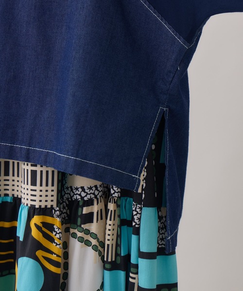 Paradise Picnic（パラダイスピクニック）の「デニム×シアー切替ビッグシャツ（シャツ/ブラウス・レディース・ブラック/ネイビー・FREE）」の5枚目の写真