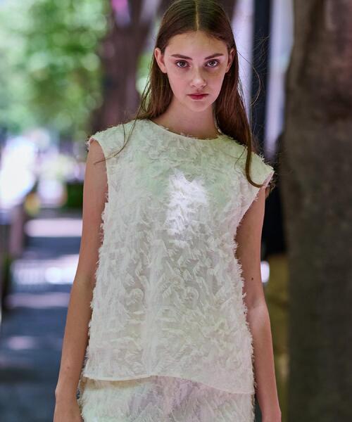 DRESSTERIOR（ドレステリア）の「【セットアップ可/トレンド】カットジャカードフレンチスリーブブラウス（シャツ/ブラウス・レディース・ブラック/アイボリー・34/36/38）」の7枚目の写真