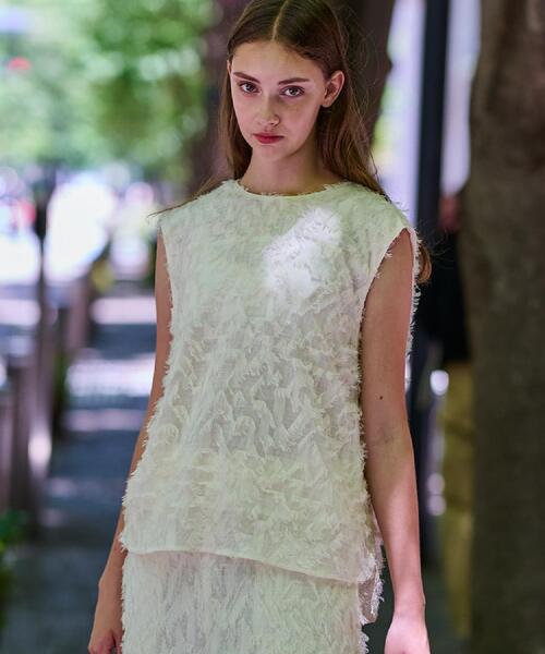 DRESSTERIOR（ドレステリア）の「【セットアップ可/トレンド】カットジャカードフレンチスリーブブラウス（シャツ/ブラウス・レディース・ブラック/アイボリー・34/36/38）」の8枚目の写真