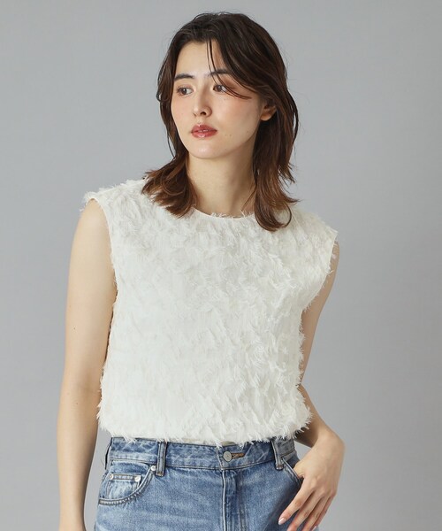 DRESSTERIOR（ドレステリア）の「【セットアップ可/トレンド】カットジャカードフレンチスリーブブラウス（シャツ/ブラウス・レディース・ブラック/アイボリー・34/36/38）」の12枚目の写真