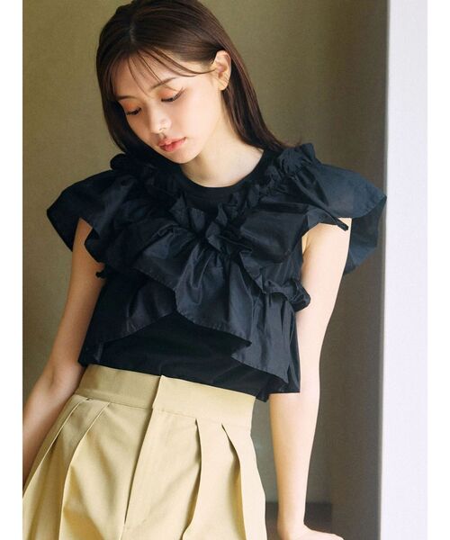 TONAL（トーナル）の「マルチWAYフリルトップス（Tシャツ/カットソー・レディース・ブラック/グレー/ブラウン・MEDIUM）」の7枚目の写真