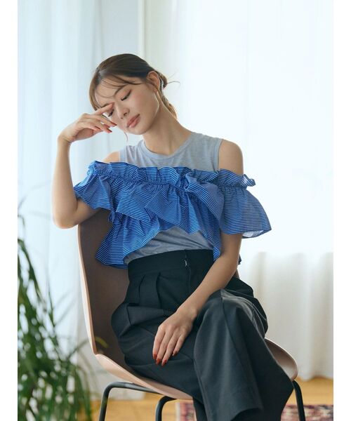 TONAL（トーナル）の「マルチWAYフリルトップス（Tシャツ/カットソー・レディース・ブラック/グレー/ブラウン・MEDIUM）」の9枚目の写真