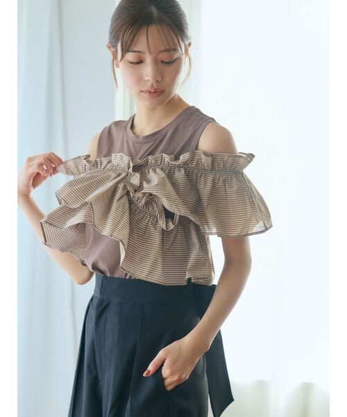 TONAL（トーナル）の「マルチWAYフリルトップス（Tシャツ/カットソー・レディース・ブラック/グレー/ブラウン・MEDIUM）」の13枚目の写真