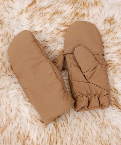 ミトンです ダウン風ミトン型手袋（手袋）｜emesuelee（エメスーリー）の