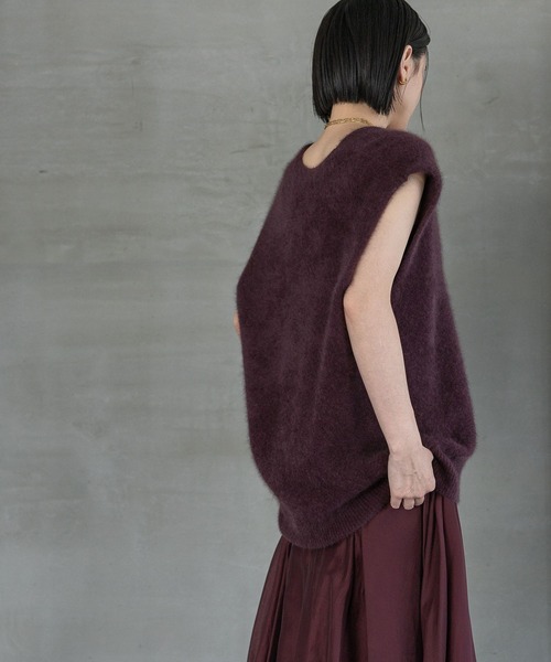 A part by（アパートバイ）の「【洗える】CNラクーンコンVベスト（ベスト・レディース・ライトベージュ/ブラウン/ボルドー・FREE/SMALL）」の17枚目の写真