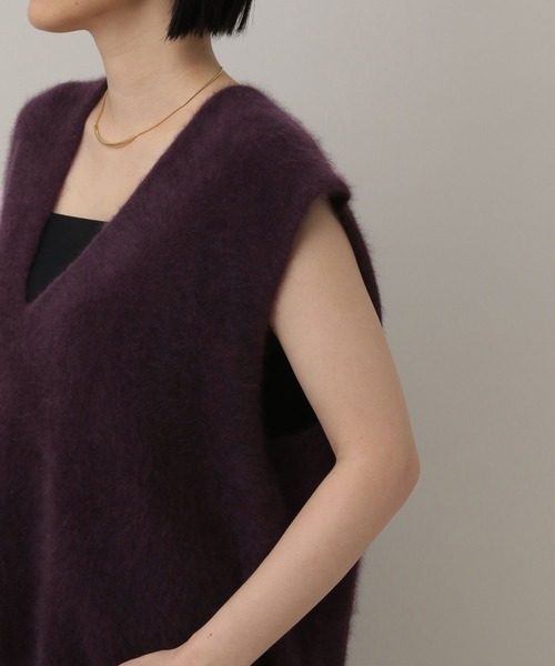 A part by（アパートバイ）の「【洗える】CNラクーンコンVベスト（ベスト・レディース・ライトベージュ/ブラウン/ボルドー・FREE/SMALL）」の12枚目の写真