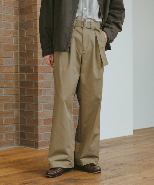 セール】ベルト付きチノワイドストレートパンツ（チノパンツ