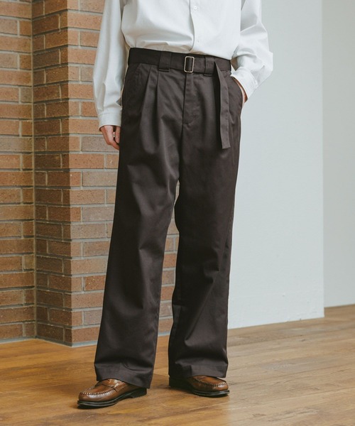 セール】ベルト付きチノワイドストレートパンツ（チノパンツ