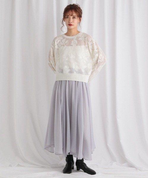mysty woman（ミスティウーマン）の「イレギュラーヘムシアースカート 586715（スカート・レディース・アイボリー/ライトグレー/ベージュ・FREE）」の7枚目の写真