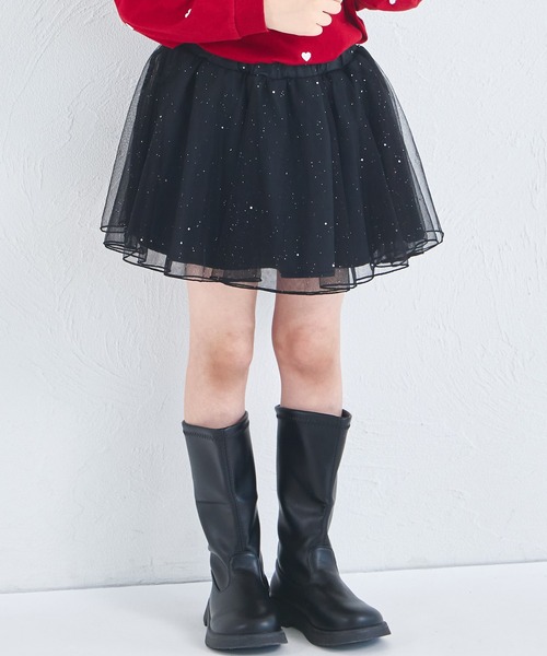 pairmanon（ペアマノン）の「きらきら ラメ チュール スカッツ（スカート・キッズ・ブラック/ライトブルー/ライトピンク/ラベンダー・130/120/90/110/100/140）」の9枚目の写真