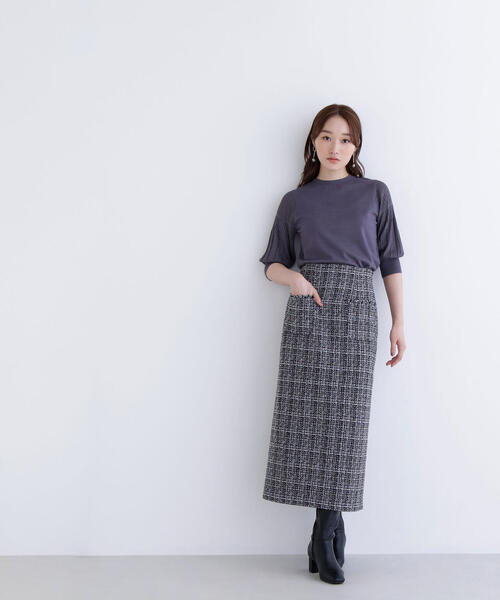 NATURAL BEAUTY BASIC(ナチュラルビューティーベーシック)の「◇ツイーディーナロースカート(スカート・レディース・ベージュ/パープル/ブラック系その他・MEDIUM/P/S)」の9枚目の写真