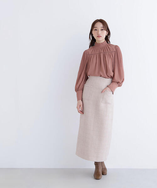 NATURAL BEAUTY BASIC(ナチュラルビューティーベーシック)の「◇ツイーディーナロースカート(スカート・レディース・ベージュ/パープル/ブラック系その他・MEDIUM/P/S)」の2枚目の写真