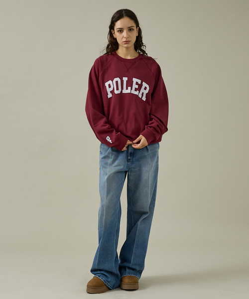 POLeR(ポーラー)の「【POLER/ポーラー】COLLEGE RAGLAN CREW スウェット/カレッジロゴ/ラグラン袖/ユニセックス(スウェット・メンズ・ネイビー/グレー系その他/エンジ・M/L)」の7枚目の写真